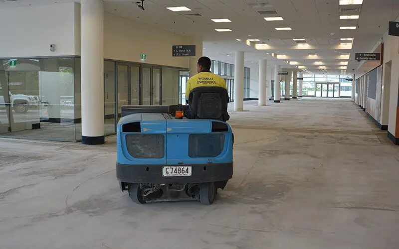 Indoor sweeping machine at work