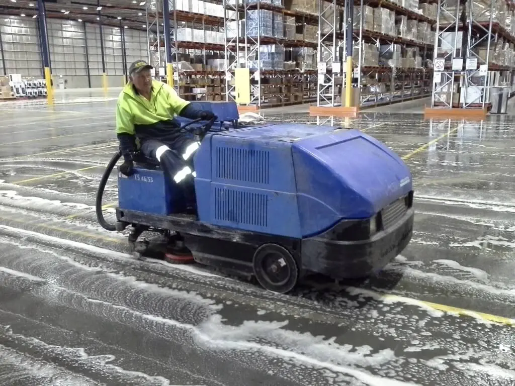 Scrubber machine on hire at a commercial site
