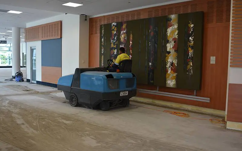 Dust sweeping on a construction site
